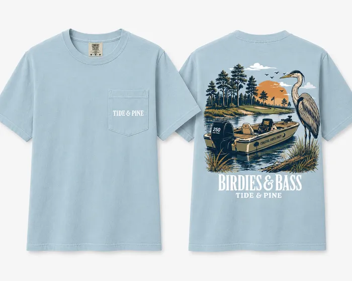 Birdies and Bass pocket tee in blue