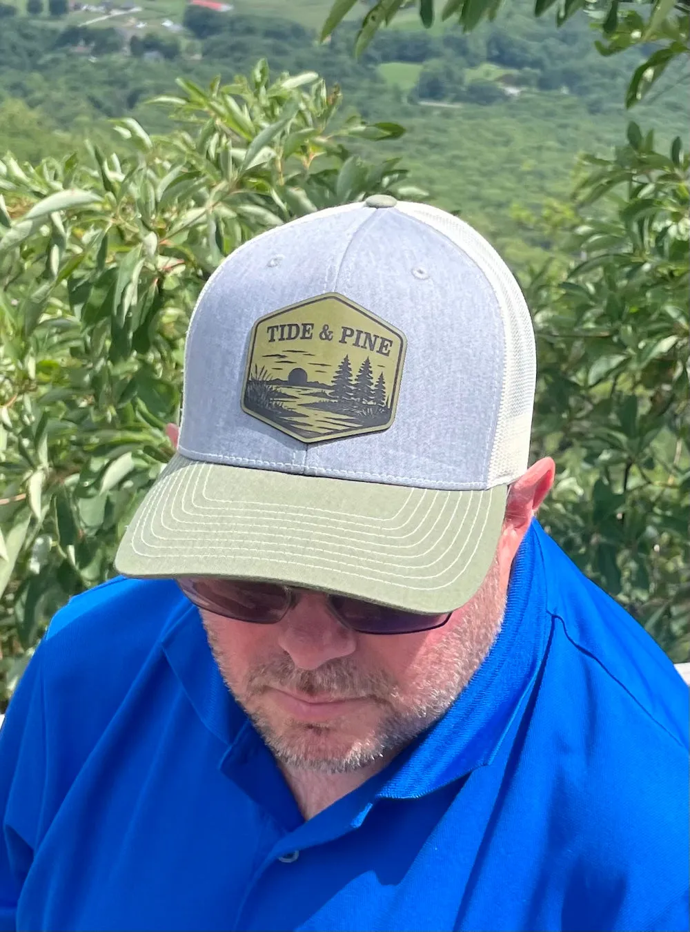 Moonlit Coastal Evening trucker hat in an outdoor setting